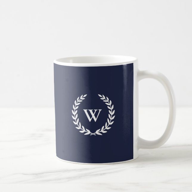Monogram Classic Elegant Blue Mug (Right)