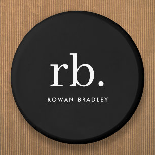 Monogram Classic Elegant Minimal Black and White 6 Cm Round Badge