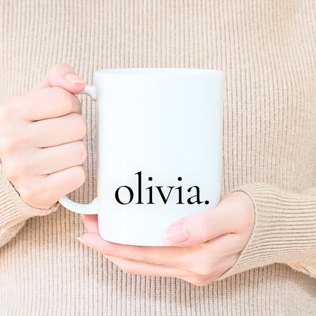 Monogram Classic Elegant Minimal Black and White Coffee Mug (Creator Uploaded)