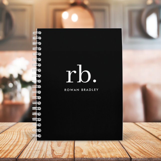Monogram Classic Elegant Minimal Black and White Notebook (Creator Uploaded)