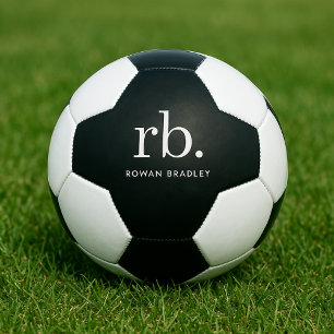 Monogram Classic Elegant Minimal Black and White Soccer Ball