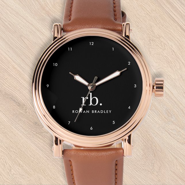 Monogram Classic Elegant Minimal Black and White Watch (Creator Uploaded)