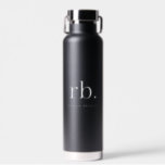 Monogram Classic Elegant Minimal Black and White Water Bottle<br><div class="desc">A minimalist monogram design with large typography initials in a classic font with your name below on a simple black background. The perfectly custom gift or accessory!</div>