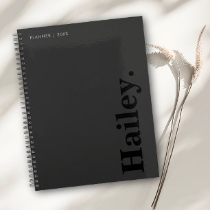 Monogram Classic Elegant Minimal Black Name Planner