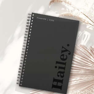 Monogram Classic Elegant Minimal Black Name Planner