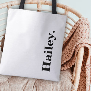 Monogram Classic Elegant Minimal Black Name Tote Bag