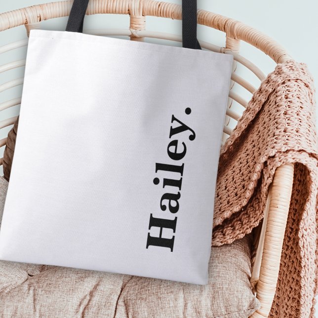 Monogram Classic Elegant Minimal Black Name Tote Bag (Creator Uploaded)