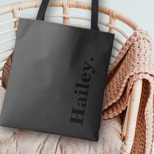 Monogram Classic Elegant Minimal Black Name Tote Bag