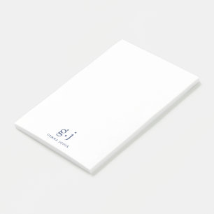 Monogram Classic Elegant Minimal Dusty Blue White Post-it Notes
