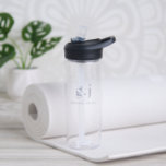 Monogram Classic Elegant Minimal Dusty Blue White Water Bottle<br><div class="desc">A navy blue water bottle featuring a simple clean modern minimalist monogram with simple lower case serif typography initials. A punctuation mark (period) divides the first and last initial as a simple design element that defines this typography style as modern and clean. Your name in uppercase serif type. Simple, clean...</div>