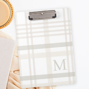 Monogram Classic Elegant Minimal Initial Plaid Clipboard