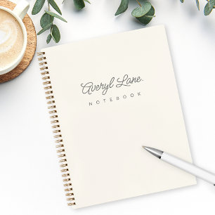Monogram Classic Elegant Minimal Ivory Gold Script Notebook