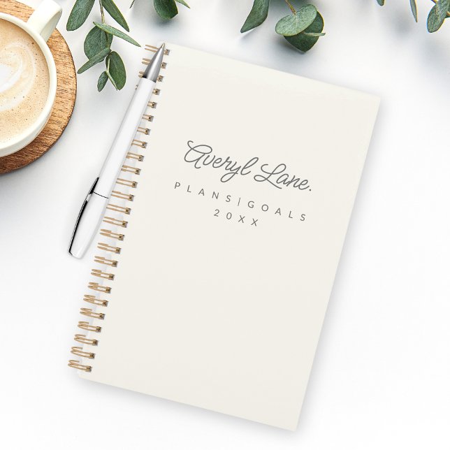 Monogram Classic Elegant Minimal Ivory Gold Script Planner (Creator Uploaded)