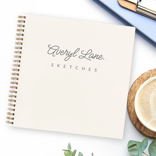 Monogram Classic Elegant Minimal Ivory Sketchbook Notebook (Creator Uploaded)