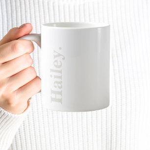 Monogram Classic Elegant Minimal Ivory White Name Coffee Mug