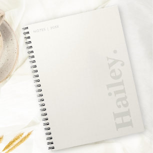 Monogram Classic Elegant Minimal Ivory White Name Notebook