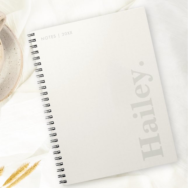 Monogram Classic Elegant Minimal Ivory White Name Notebook (Creator Uploaded)
