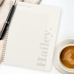 Monogram Classic Elegant Minimal Ivory White Name Planner