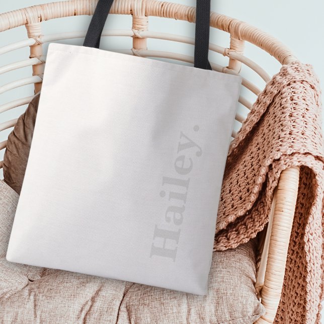 Monogram Classic Elegant Minimal Ivory White Name Tote Bag (Creator Uploaded)