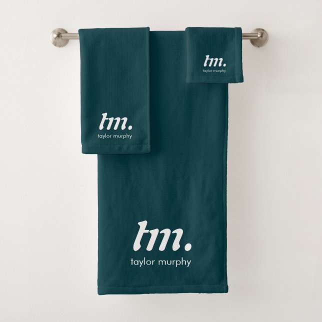 Monogram Classic Elegant Minimal Mister Bath Towel Set (Insitu)