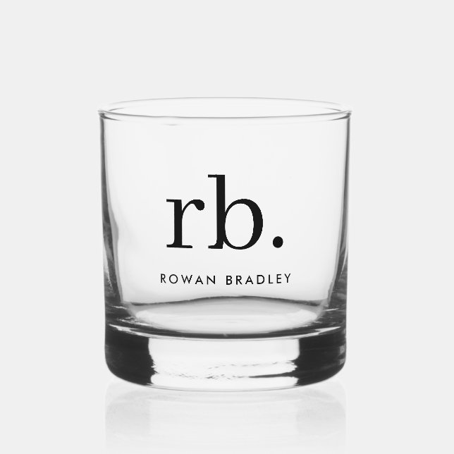 Monogram Classic Elegant Minimal Stylish Whiskey Glass (Front)