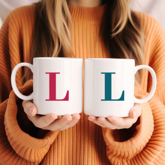Monogram Classic Elegant Minimal Two-Tone Coffee Mug