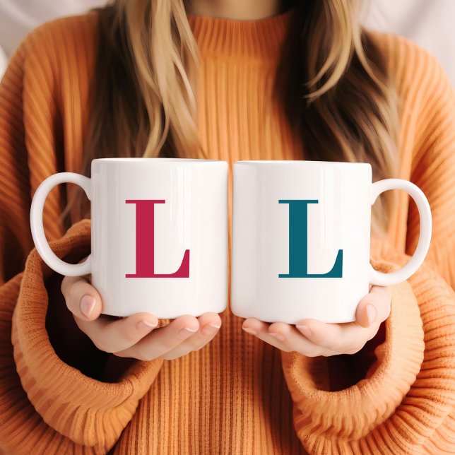 Monogram Classic Elegant Minimal Two-Tone Coffee Mug (Creator Uploaded)