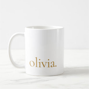 Monogram Classic Elegant Minimal White Gold Coffee Mug