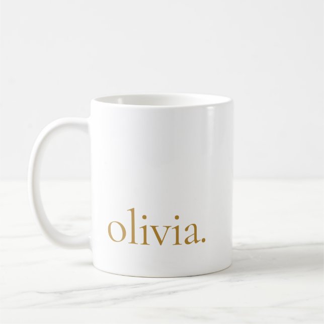 Monogram Classic Elegant Minimal White Gold Coffee Mug (Left)