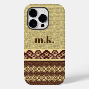Monogram Classic Gold Flower Pattern Case-Mate iPhone 14 Pro Case