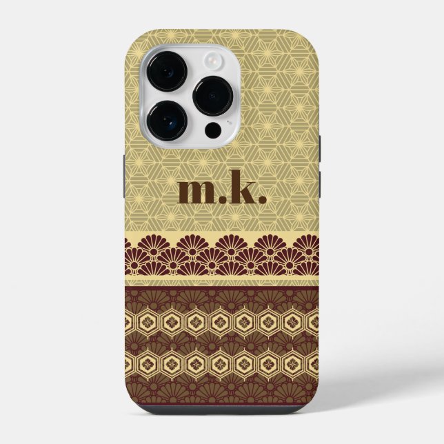 Monogram Classic Gold Flower Pattern iPhone Case (Back)