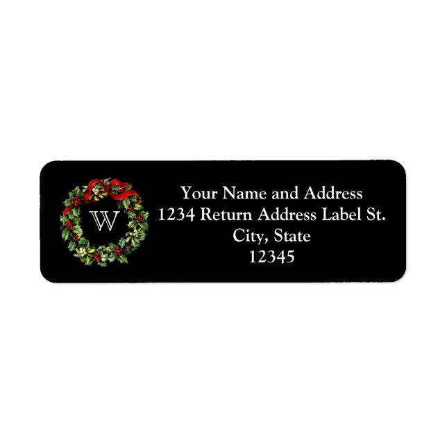 Monogram Classic Holly Wreath Custom Christmas (Front)