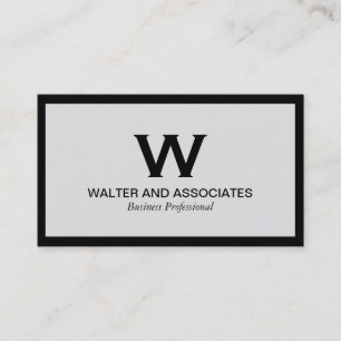 Monogram Classic Light Grey Black Border Business Card