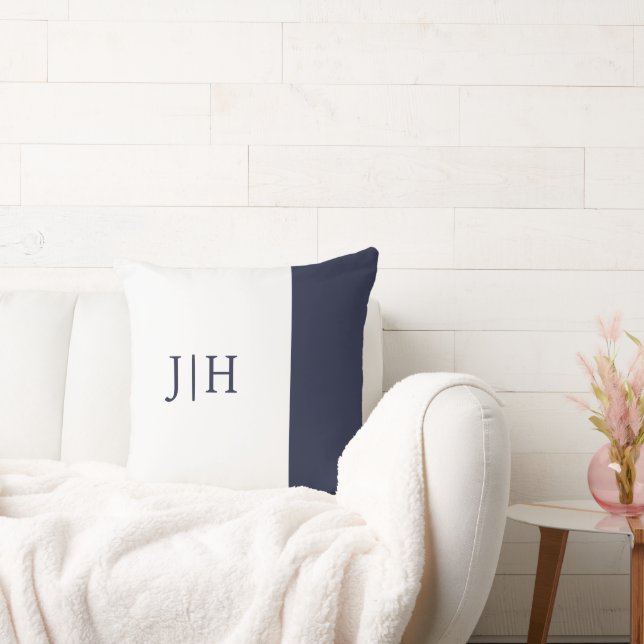 Monogram Classic Navy/White Wide Stripe Cushion (Couch)
