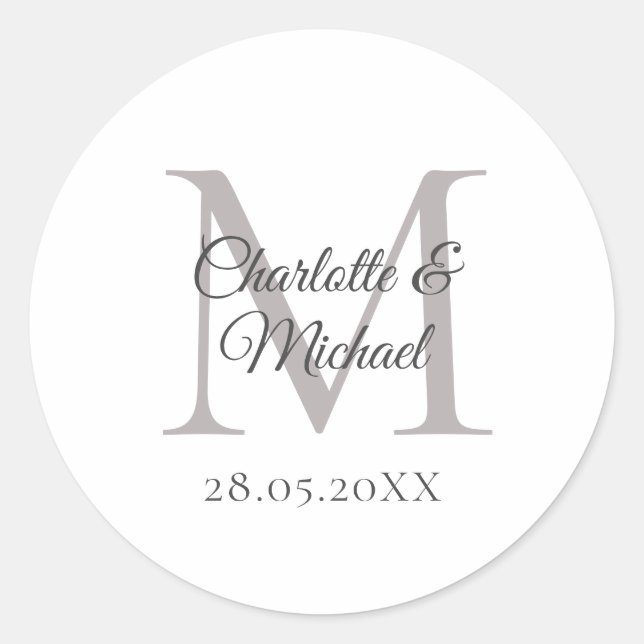 Monogram   classic round sticker (Front)