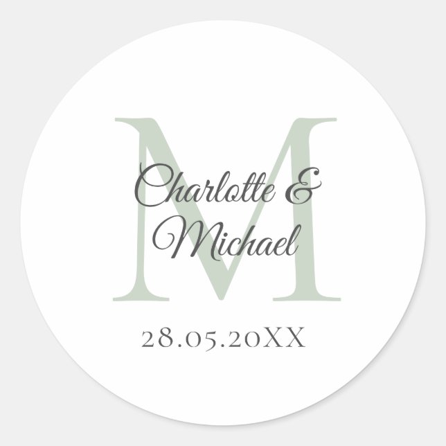 Monogram   classic round sticker (Front)