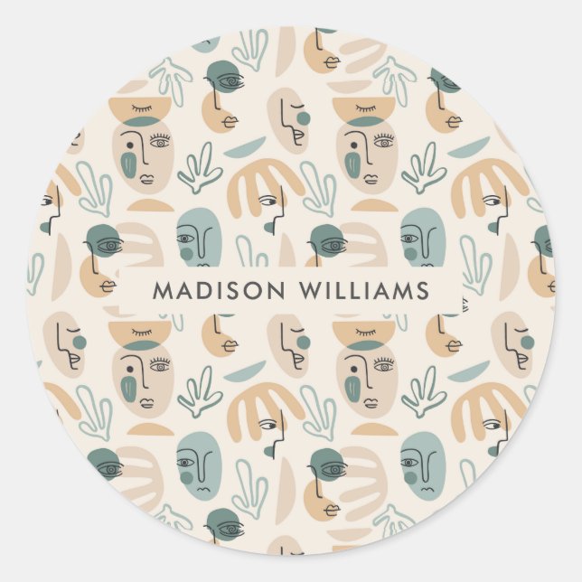 Monogram  classic round sticker (Front)