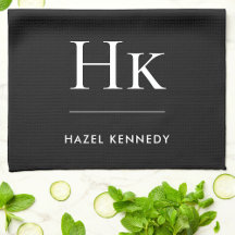 Monogram Classic Simple Elegant Black Monogrammed