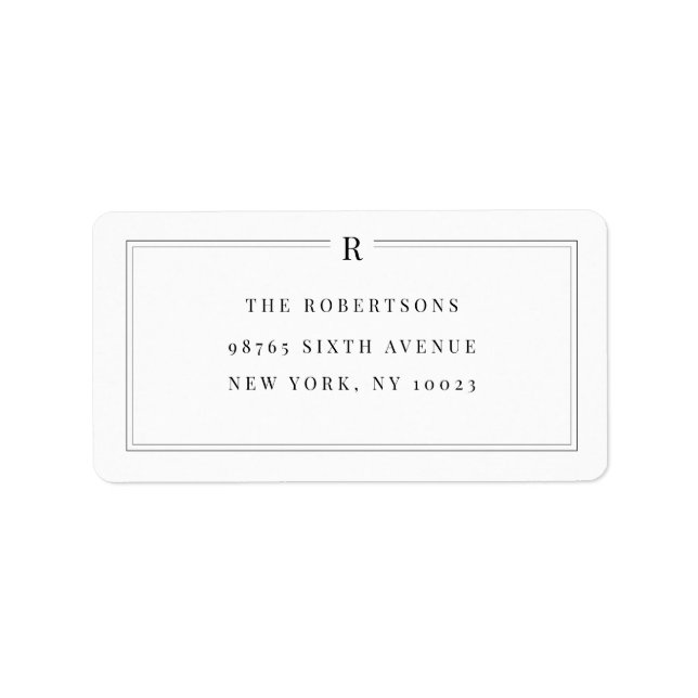Monogram Classic Wedding Return Address Label  (Front)