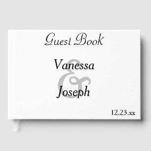 Monogram Classic White Black Wedding Guest Book
