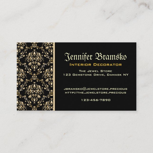 Monogram Classy Elegant Gold Damask Mediaeval Business Card (Front)