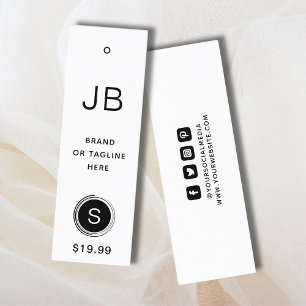 Monogram Clothing Tags Small Business Black White