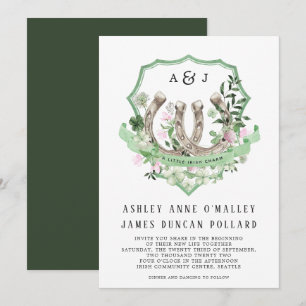 Monogram   Clover Horseshoes Botanical Wedding Invitation