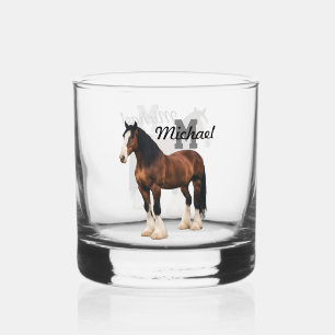Monogram Clydesdale Draught Horse Animal Farm Whiskey Glass