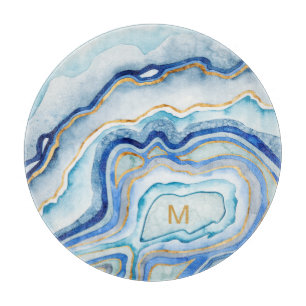 Monogram Cobalt Agate II Cutting Board