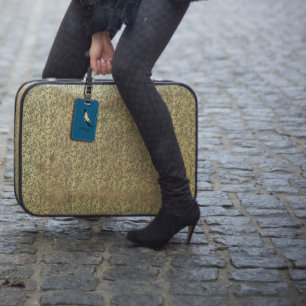 Monogram cobalt watercolor flower Luggage Tag