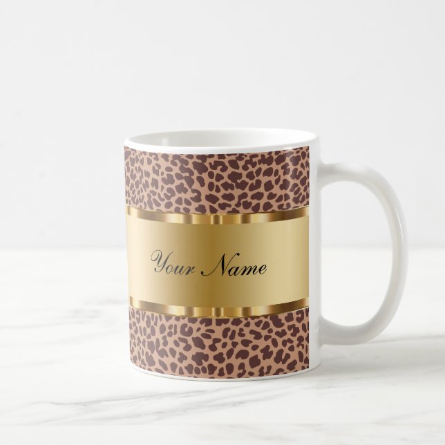 Monogram Coffee Mugs Leopard Pattern (Right)