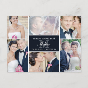 Monogram Collage Wedding Announcement - Black
