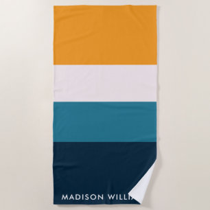 Monogram Colorblock Horizontal Stripe Stylish Be Beach Towel