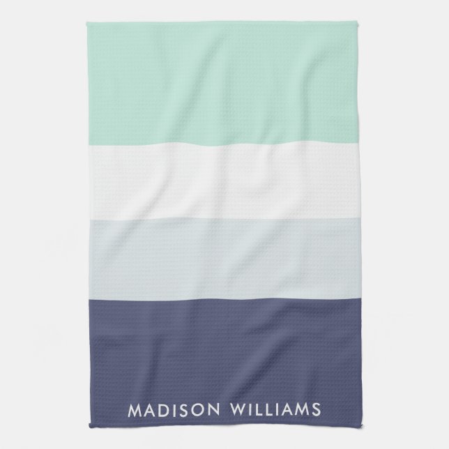 Monogram Colorblock Horizontal Stripe Stylish  Kit Tea Towel (Vertical)